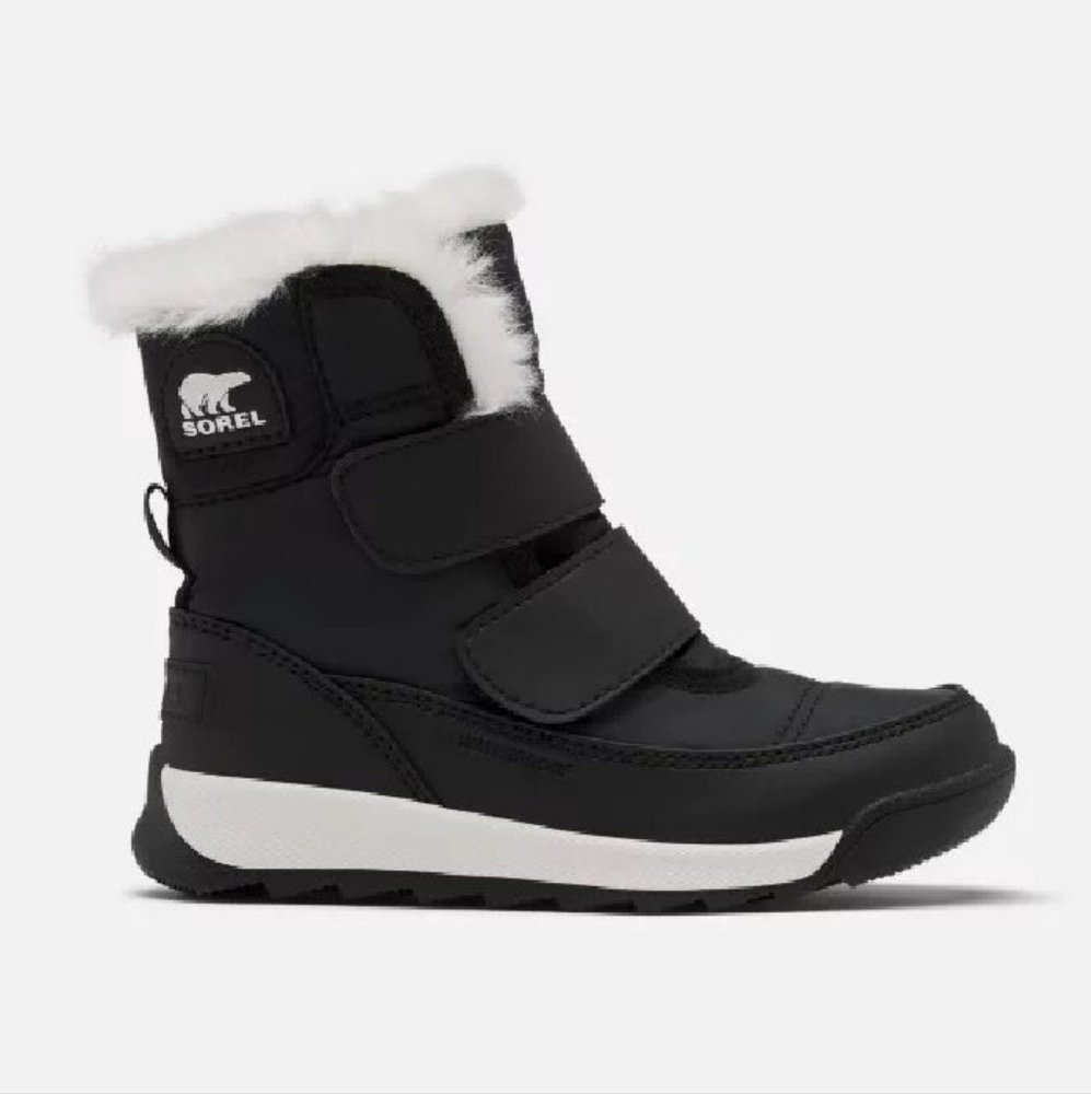 Sorel Black Toddler Winter Boots with White Fur Trim